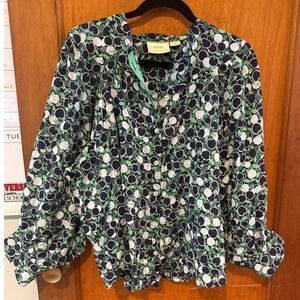 Maeve Green and Blue Patterned Blouse